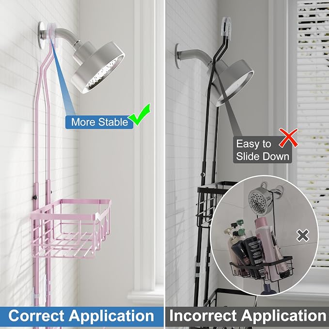 Shower Caddy, Upgraded Extended Length Shower Caddy Over Showerhead No Blocking - Image 5