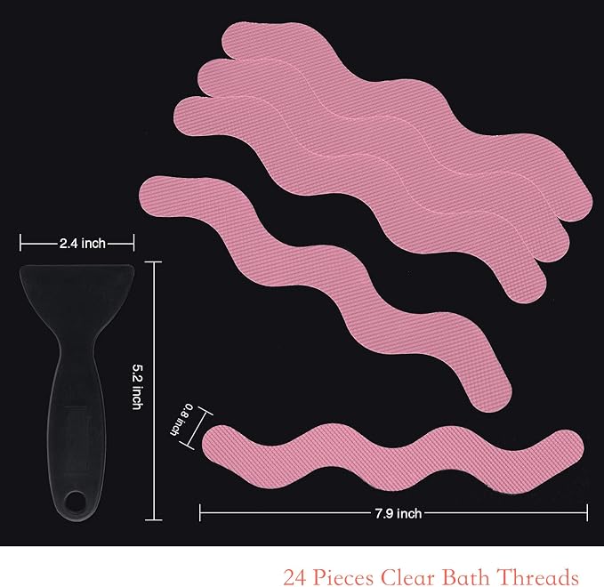 Anti Slip Shower Stickers, Adhesive Decals Safety Strips Scraper - Image 3