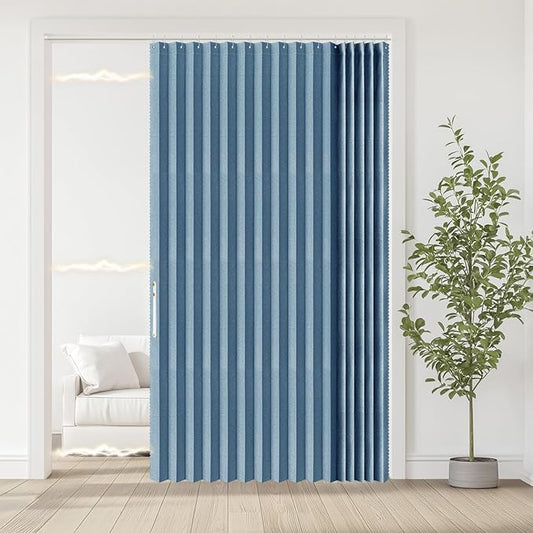 Accordian Door Curtain, 100% Blackout Folding Magnetic Doorway Curtains by JILRON