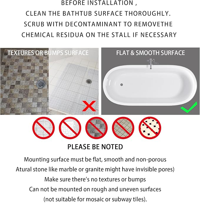 Yimobra Non Slip Bath Mat, Super Strong Suction Cups, 34.5"x15.5"Long Tub Mat - Image 5