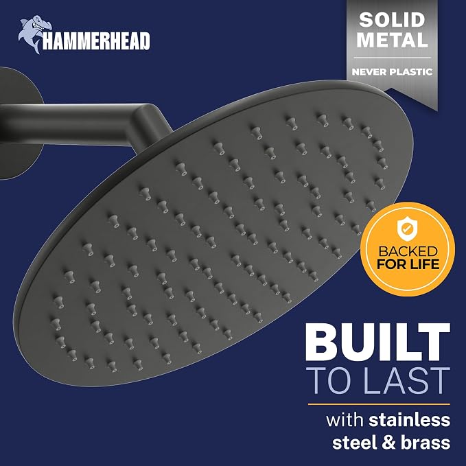 HammerHead Showers® Solid Metal 8 Inch Rainfall Shower Head – MATTE BLACK - Image 2