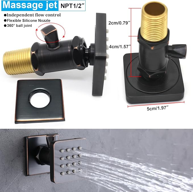 Ceiling Rain Shower Systemwith on-off Full Body Jets, Oil Rubbed Bronze - Image 2