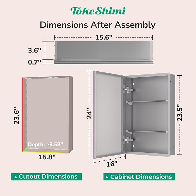 TokeShimi 16x24 Bathroom Medicine Cabinet - Image 2