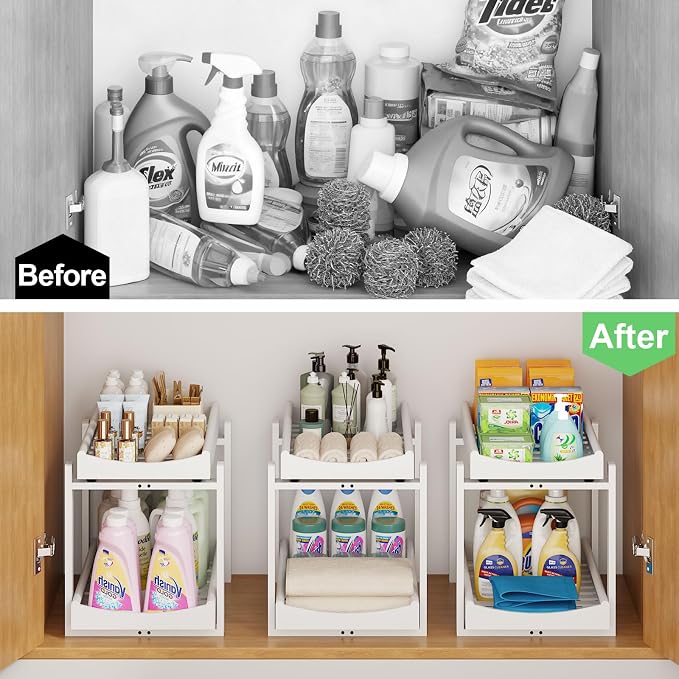Bamboo Under Sink Organizer and Storage, 1 Pack Pull Out Cabinet Organization - Image 7