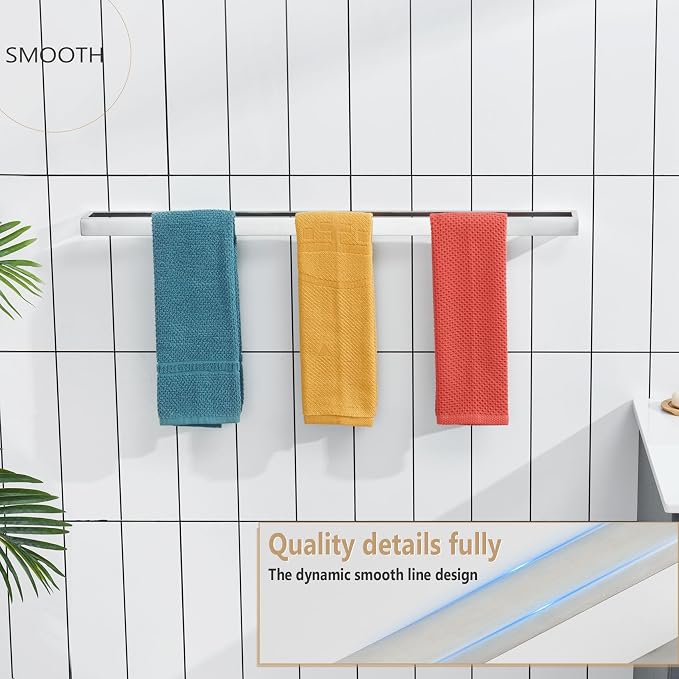 KOKOSIRI Towel Bar Brushed Nickel Bath Towel Hanger Holder 32-Inch Kitchen Rack - Image 4