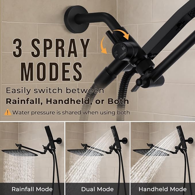 G-Promise All Metal 12 Inch Dual Square Shower Head - Image 3