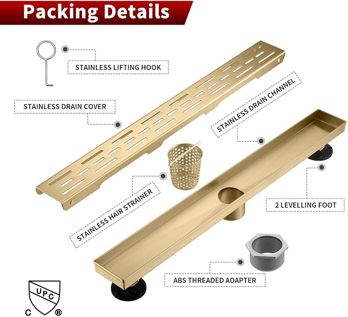 Sharp-tec Linear Shower Drain, 32 inch Shower Drain - Image 7