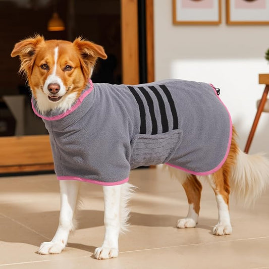 Microfibre Dog Bathrobe Towel Wrap Super Absorbent Dog Drying Coat Bath Robe by HezzLuv