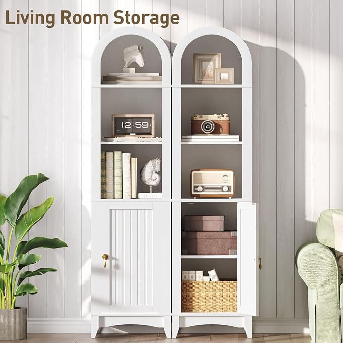 69" Tall Bathroom Storage Cabinet, Tall Arched Freestanding Storage Cabinet - Image 6