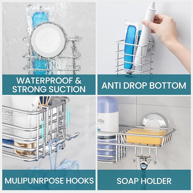 TAILI Shower Caddy Suction Cup, 3 Pack Shelves - Image 5