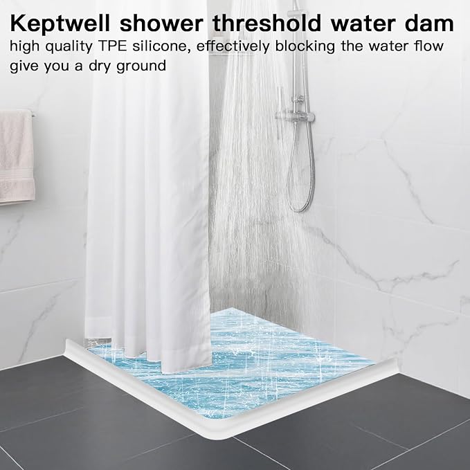 1.96'' High Shower Threshold Water Dam Collapsible 67IN Shower Water Splash - Image 7