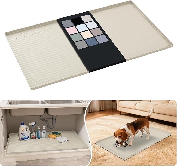 URMONA Waterproof Silicone Under Sink Mat 37'' x 22'' Shelf Liner by URMONA