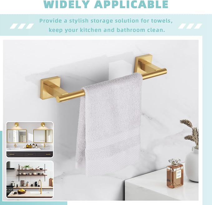 Suyar Brushed Gold Hand Towel Holder, SUS 304 Stainless Steel Short Towel Bar - Image 5