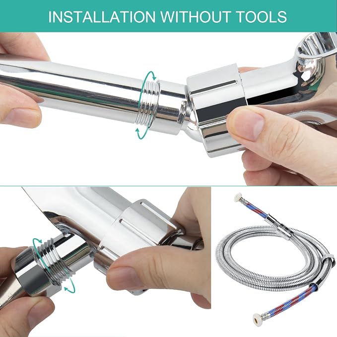 Adjustable Handheld Shower Head Holder and Hose- Premium ABS Bracket- 360 - Image 4