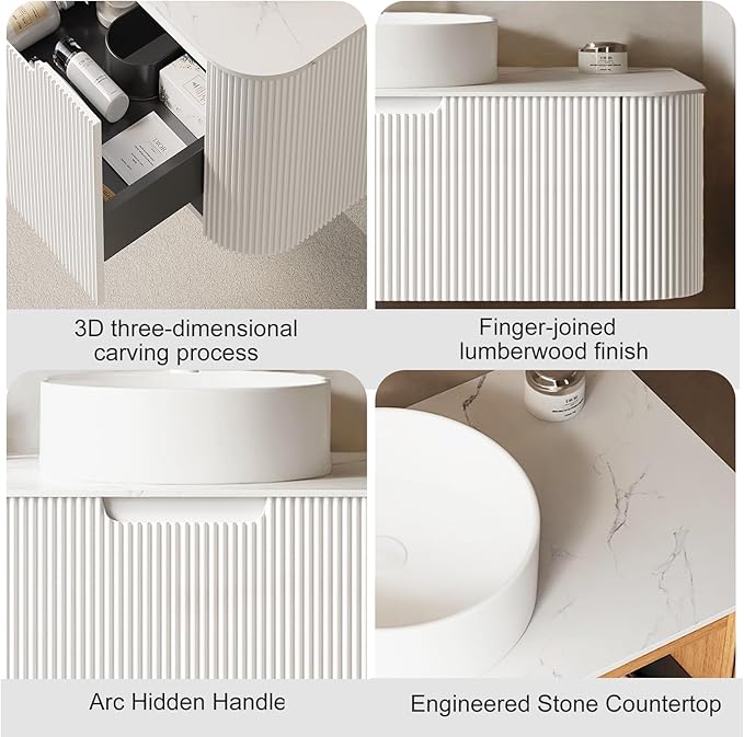 36 inch Bathroom Vanity with Sink, Floating Cabinet with Ultra-Thin Ceramic - Image 3