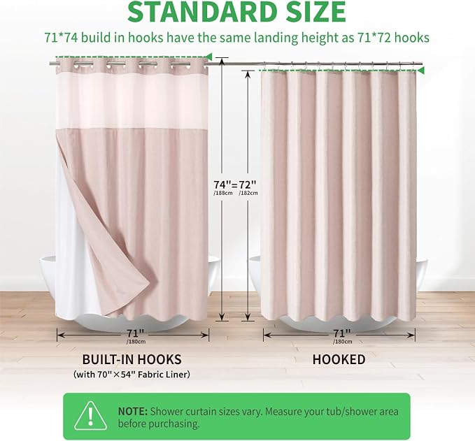 No Hooks Needed Linen Textured Shower Curtain - Image 7