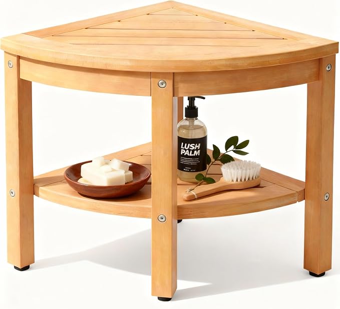 Shower Stool for Inside Shower, Corner Shower Stool, Shower Bench Seat by ACUELGardenFurniture