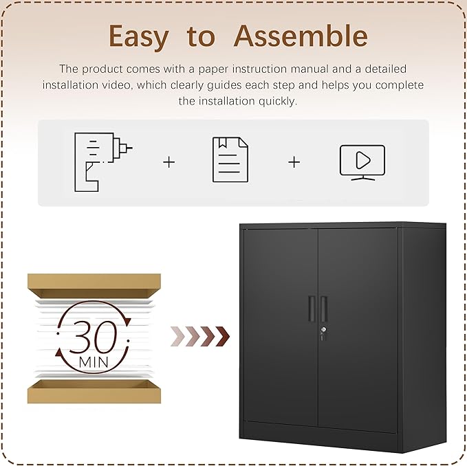 Metal Storage Cabinet, 36 Inch Tall Metal Storage Cabinet - Image 7