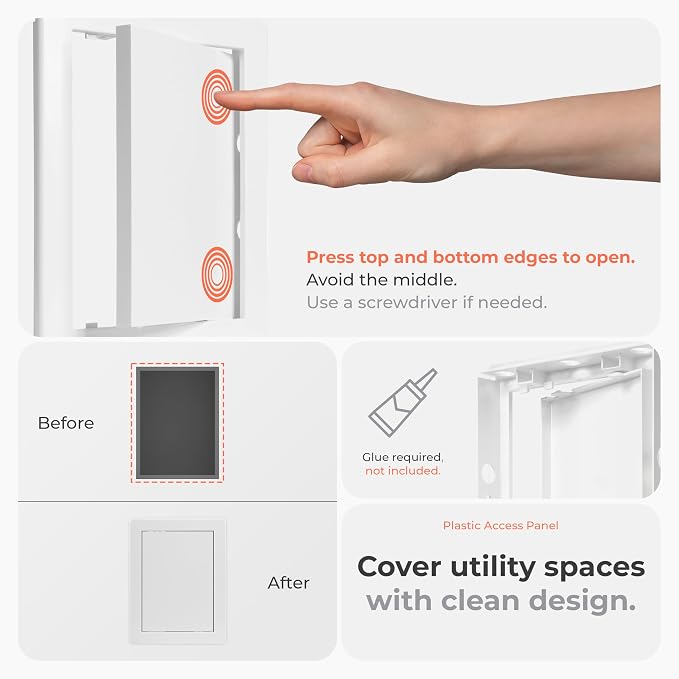 6 x 8 Inch White Rectangular ABS Plastic Plumbing Access Panel - Image 4