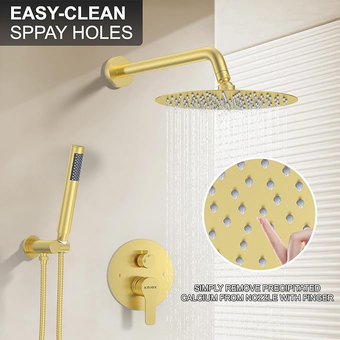 12 Inch Brushed Gold Shower System - Image 2
