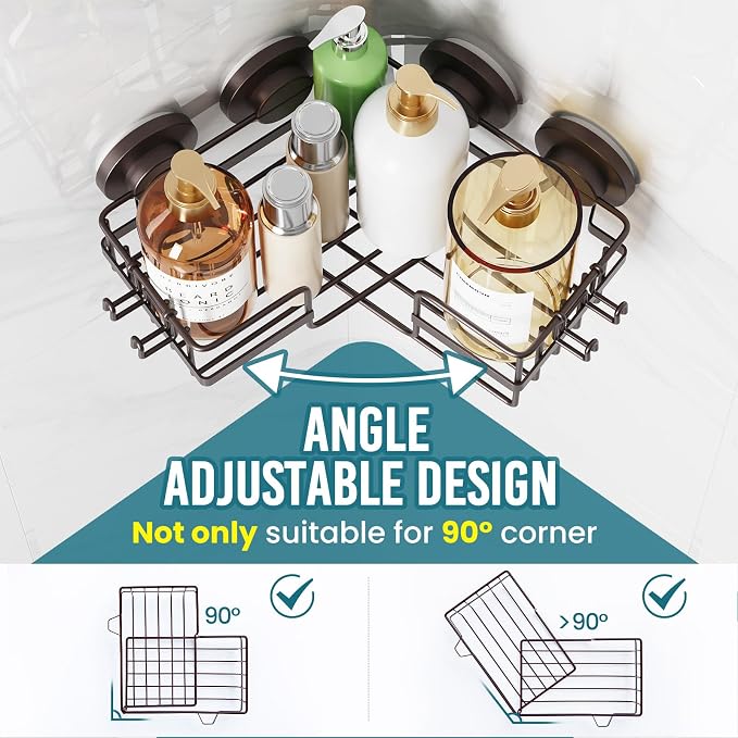 TAILI 2 Pack Powerful Suction Cup Shower Caddy Corner-adaptive, Stainless Steel - Image 3