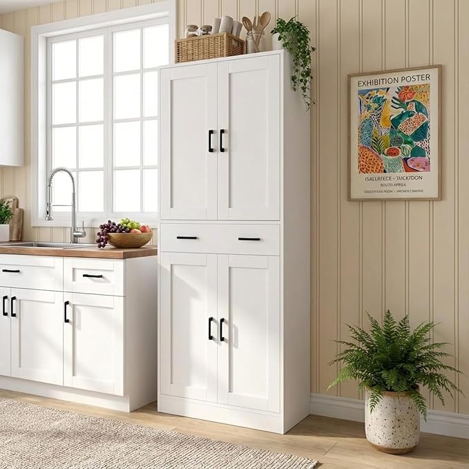 71" Tall Kitchen Pantry Cabinet, Freestanding Storage Cabinet by DIYART