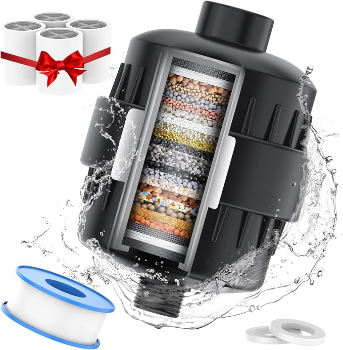 Black Showerhead Filter for Hard Water by PureRefreshmentBegins