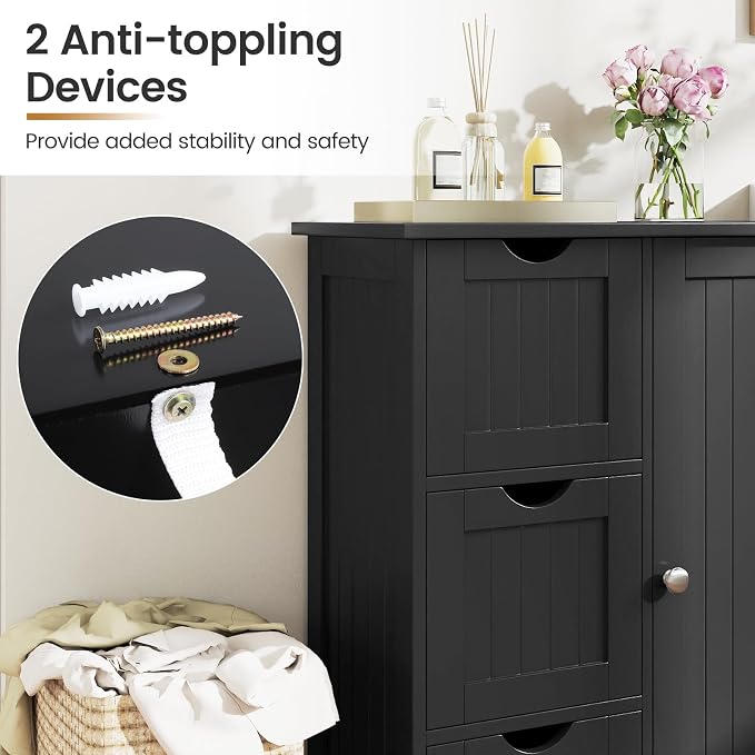 Tangkula Bathroom Floor Cabinet, Freestanding Storage Cabinet - Image 8