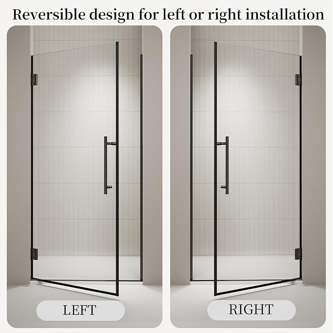 35.6-35.8" x 72" Frameless Hinged Shower Door, Single Swing Shower Panel - Image 8