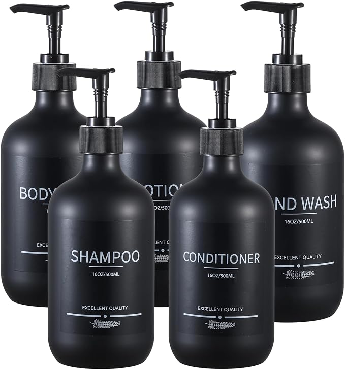 Reusable Shampoo and Conditioner Bottles Plastic 16.9oz Dispenser by MithrgrousLife