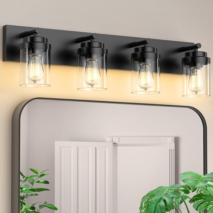 IZORRO Bathroom Vanity Light Fixture, 4-Light 27.5 Inch Matte Black Bathroom by IZORRO