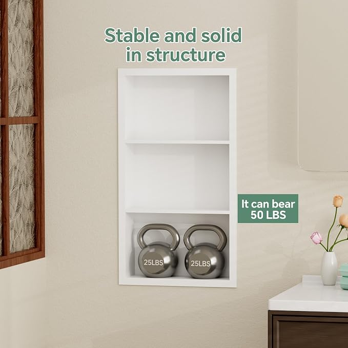 Stainless Steel Recessed Medicine Cabinet 14''*24'', Rust-Proof Metal Wall Niche - Image 6