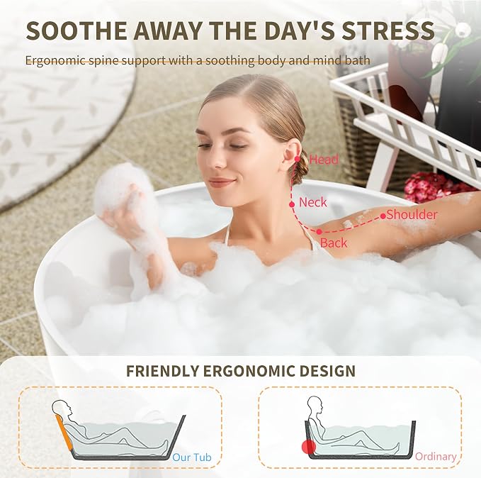 Abruzzo 59" Freestanding Bathtub Solid Surface - Image 4