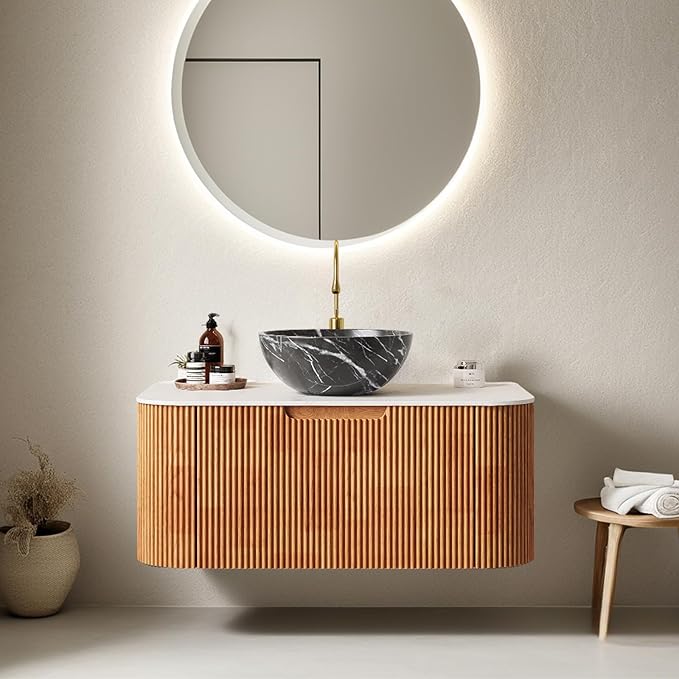 36" Bathroom Vanity with Sink, Floating Cabinet with Ultra-Thin Ceramic Basin by Unknown