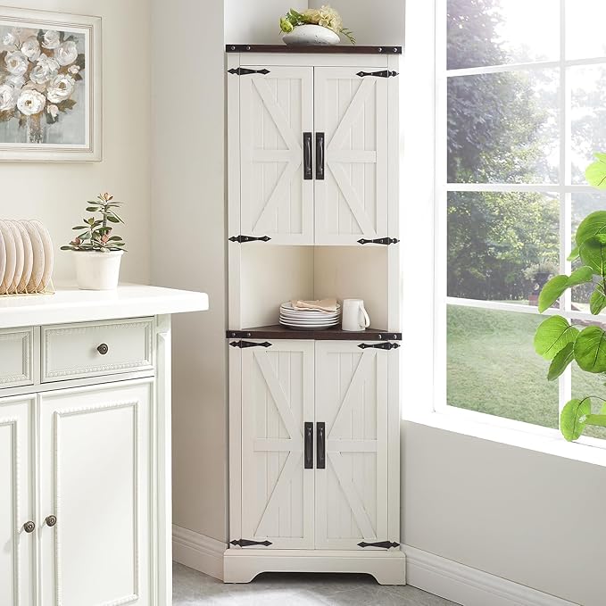 Tall Farmhouse Corner Cabinet by Minifeel