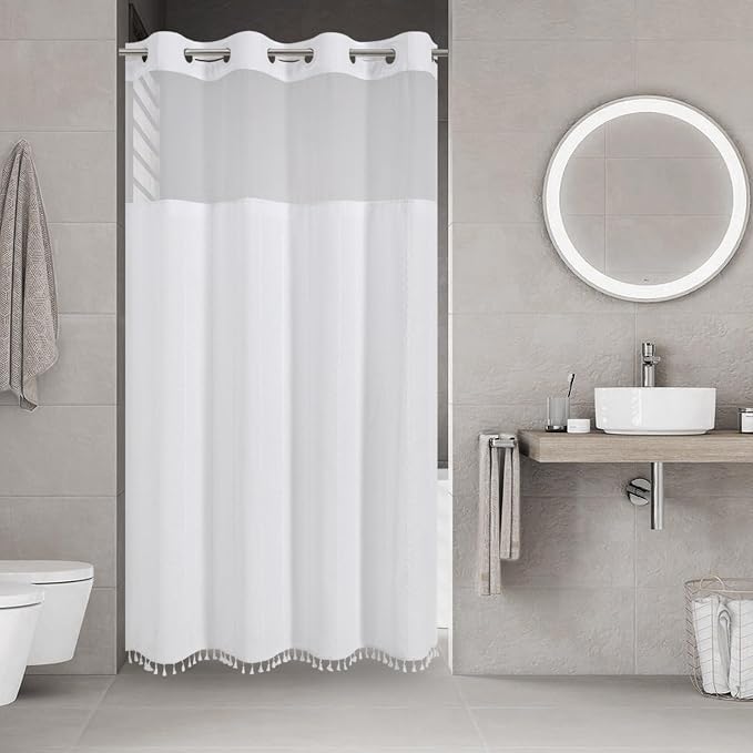 No Hook Stall Shower Curtain by EACHOPE