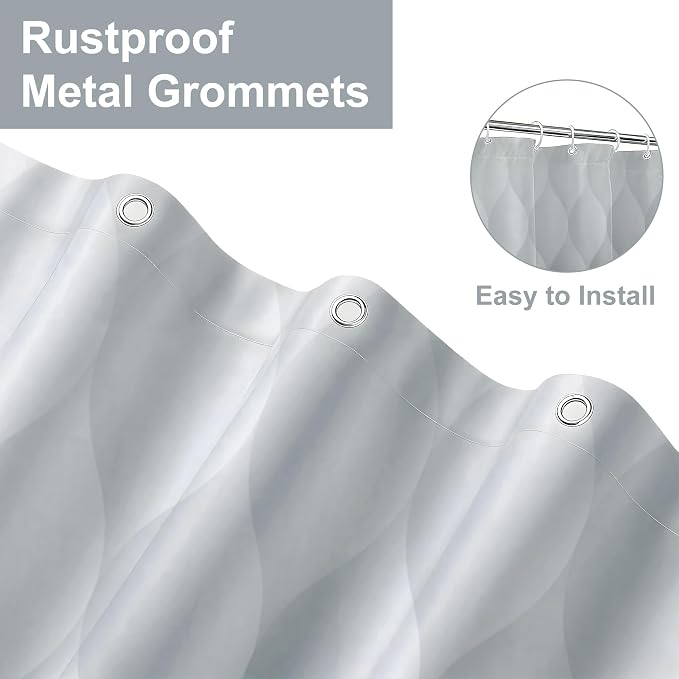 Grey Ombre Shower Curtain, Modern Geometric Shower Curtain Set, Washable - Image 2