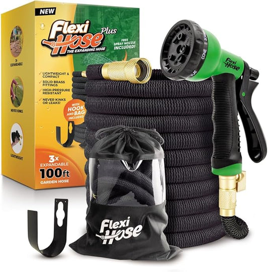 Flexi Hose PLUS with 8 Function Nozzle Expandable Garden Hose, Lightweight & by FlexiHose