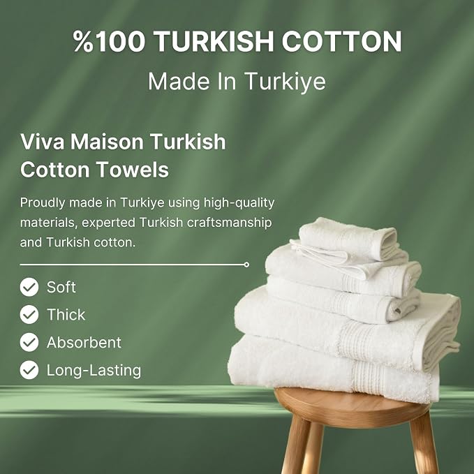 100% Turkish Cotton Towel Set of 6 - Image 9