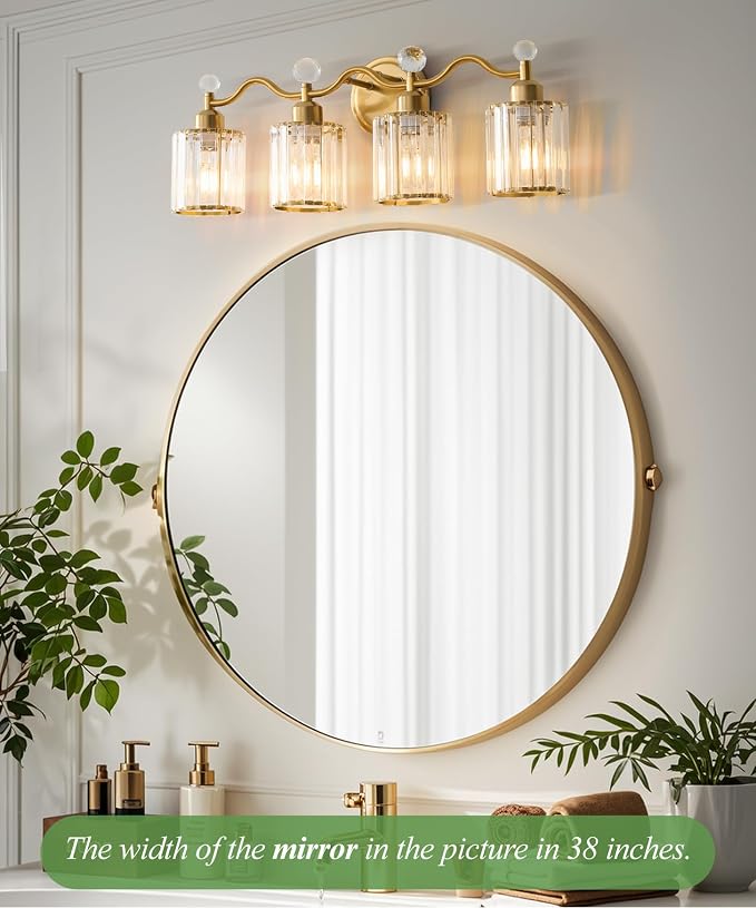 Modern Crystal Bathroom Vanity Light, 4-Lights Bathroom Light Fixtures - Image 6