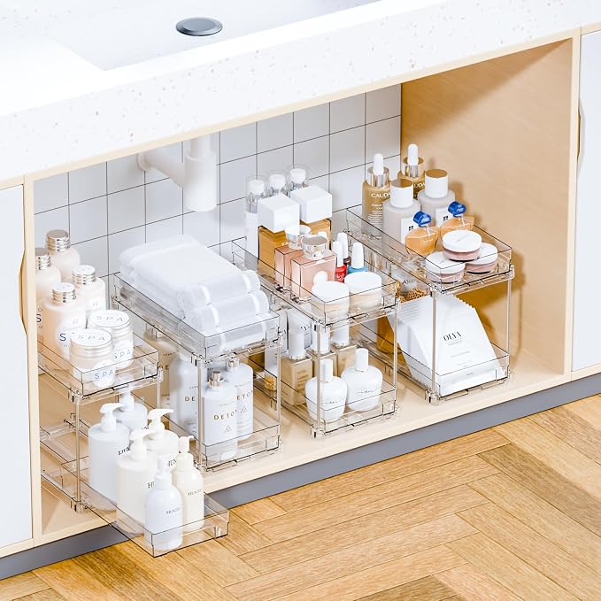 2 Set, 2 Tier Pull Out Cabinet Organizer - Image 2