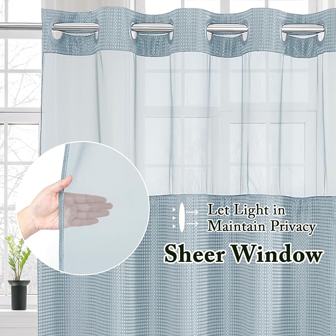 Gibelle No Hook Waffle Weave Shower Curtain - Image 2