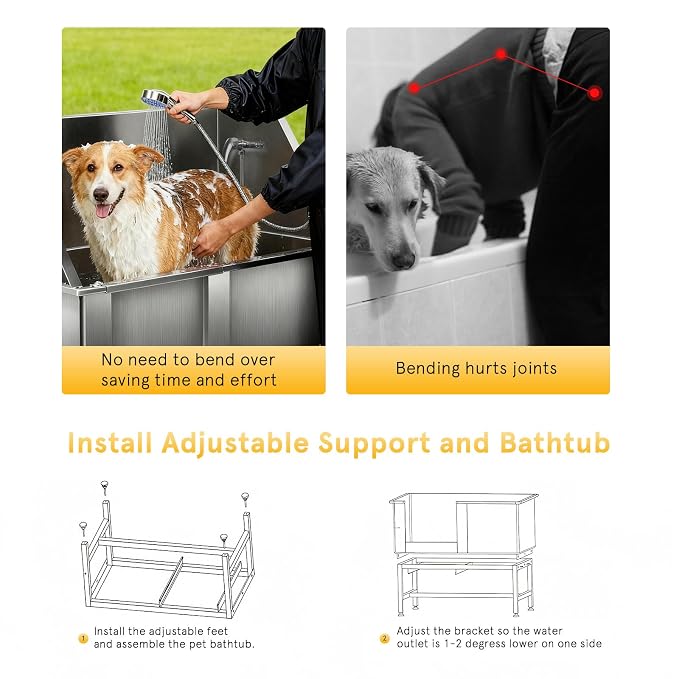Dog Grooming Tub 38inch Stainless Steel Dog Bathing Station - Image 9