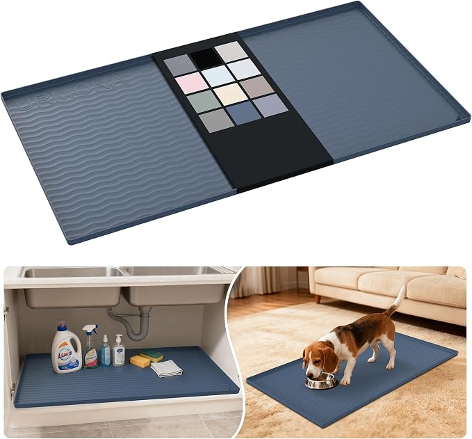 URMONA Waterproof Silicone Under Sink Mat 40'' x 22'' Shelf Liner by URMONA