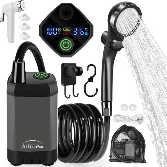 AUTOPkio Portable Camping Shower, 6000mAh Rechargeable Camp Shower Pump by AUTOPkio