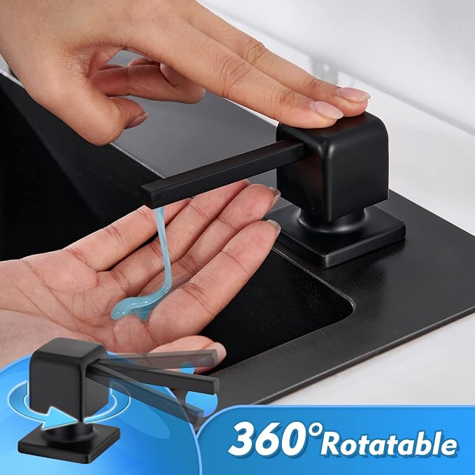 CREA Soap Dispenser for Kitchen Sink, Kitchen Soap Dispenser Black Square Built - Image 2