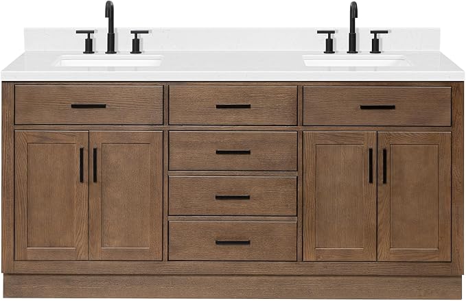 ARIEL Hepburn 72 Inch Double Rectangle Sink Bathroom Vanity - Image 11