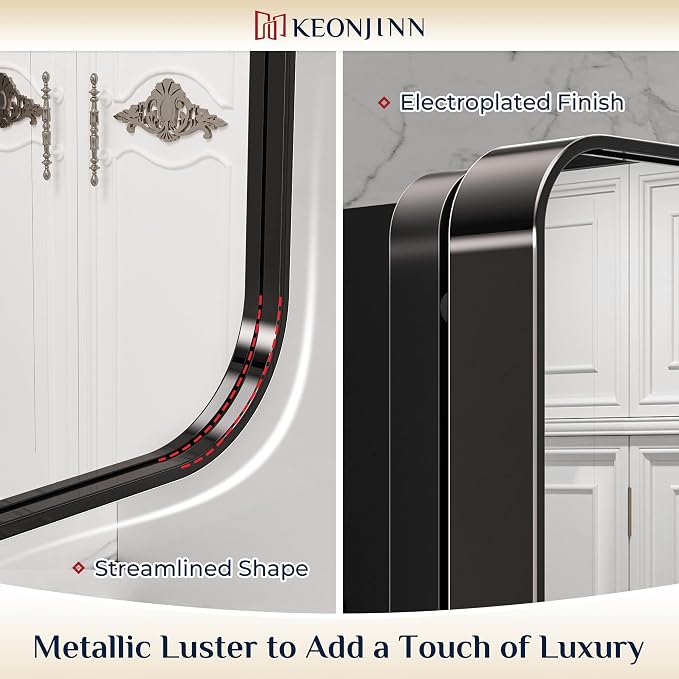 Keonjinn Black Medicine Cabinet 17 x 25 Inch, Heavy & Solid Bathroom Medicine - Image 5
