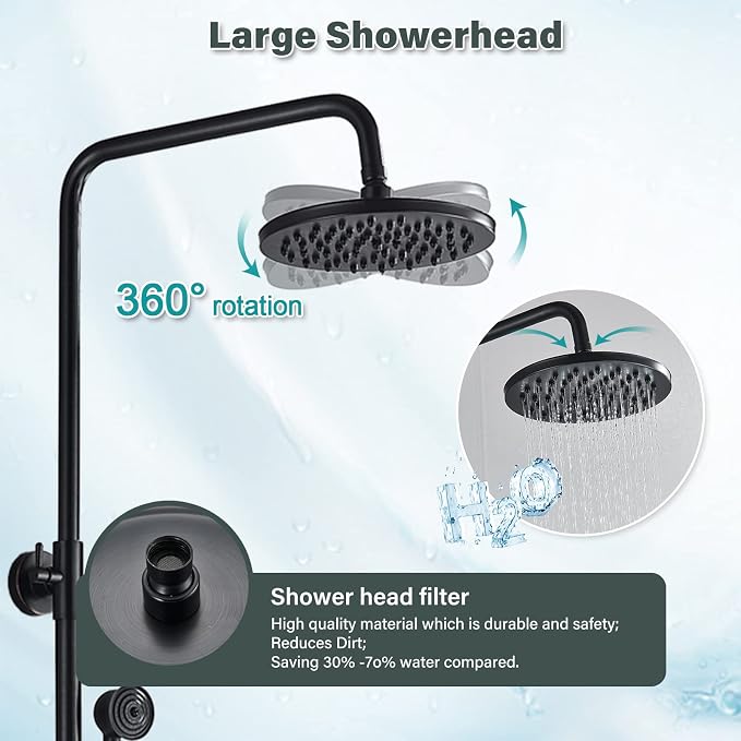 NeierThodore Luxury ORB Bathroom Shower Faucet Dual Handles Wall-Mounted Shower - Image 5