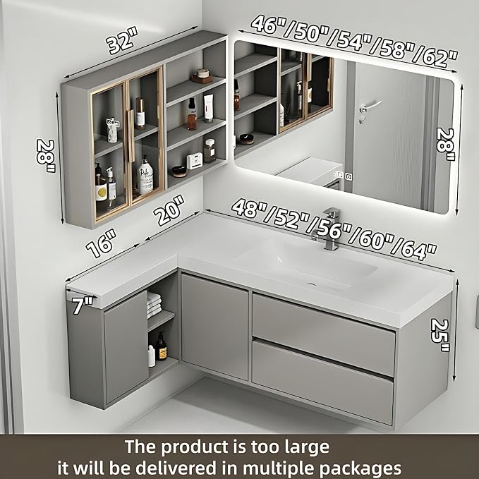 Modern L-Shaped Bathroom Vanity - - Image 2